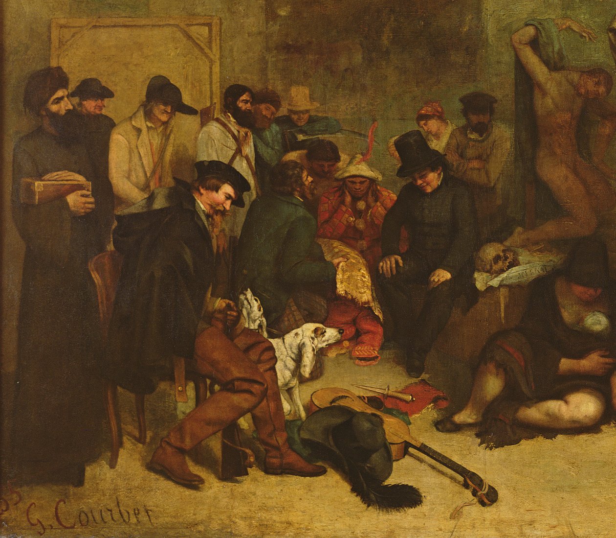 Das Atelier des Malers, eine echte Allegorie (Detail) von Gustave Courbet