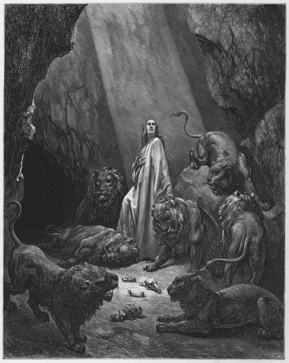 Daniel in der Löwengrube von Gustave Dore