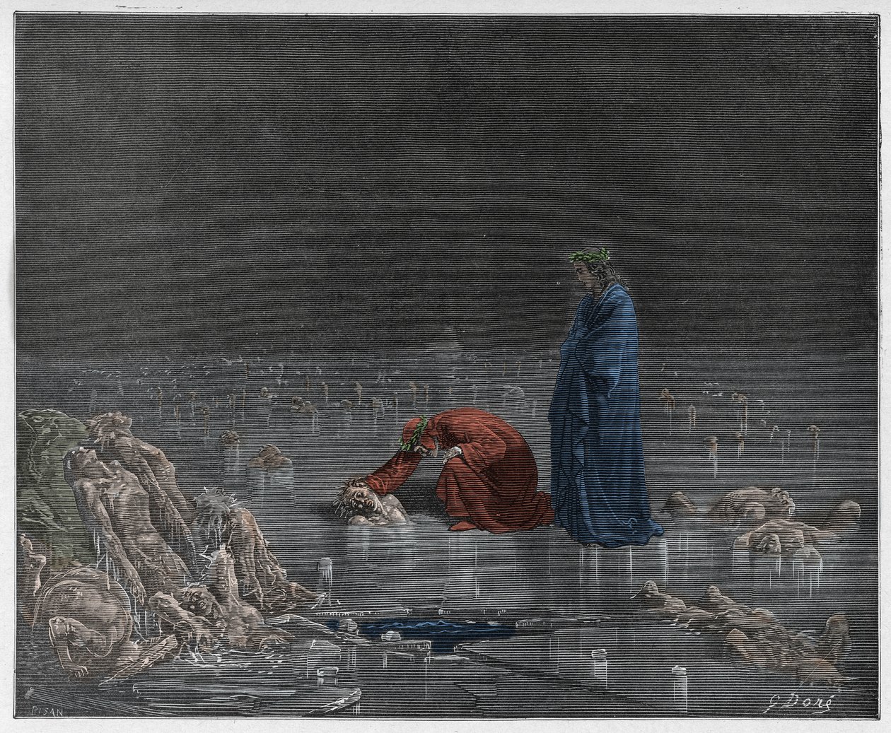 Inferno, Gesang 32: Dante spricht den Verräter Bocca degli Abati an (Illustration aus Die Göttliche Komödie von Dante Alighieri, 1885) von Gustave after Dore