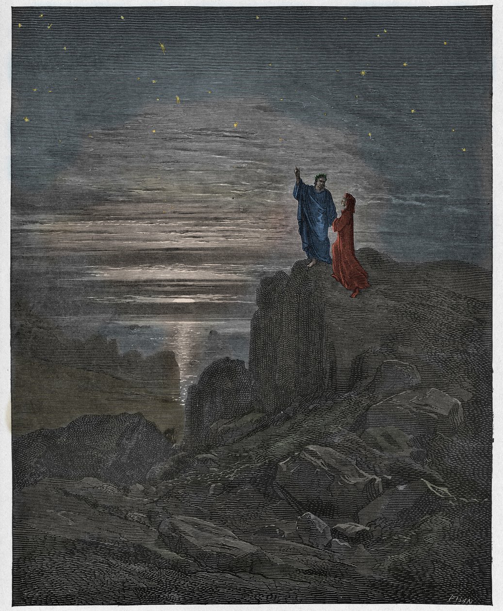 Inferno, Gesang 34: Die Dichter entkommen der Hölle (Illustration aus Die Göttliche Komödie von Dante Alighieri, 1885) von Gustave after Dore