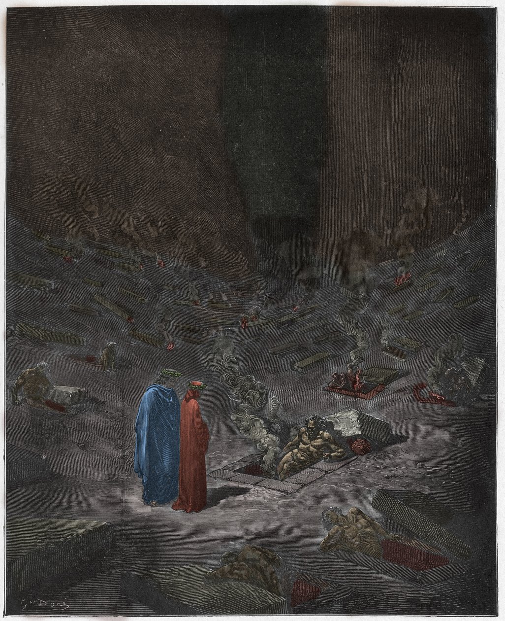 Inferno, Gesang 9: Die brennenden Gräber der Häresiarchen (Illustration aus Die Göttliche Komödie von Dante Alighieri, 1885) von Gustave after Dore