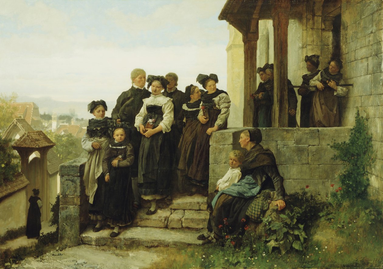 Nach dem protestantischen Gottesdienst, 1872 von Gustave Brion