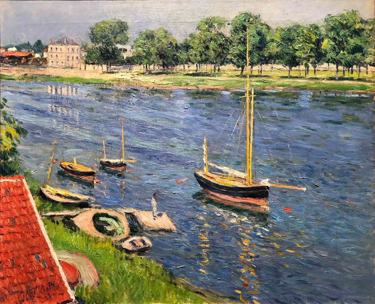 Die Seine bei Argenteuil, Boote vor Anker, 1883 von Gustave Caillebotte