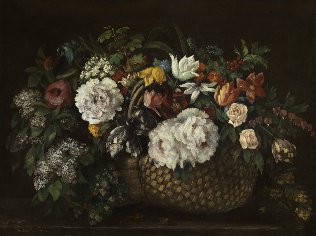Blumen in einem Korb von Gustave Courbet