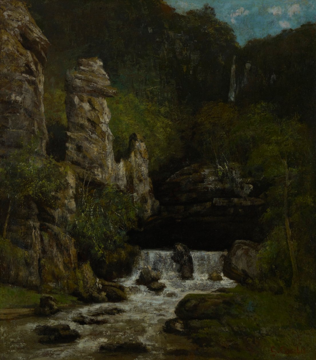 Landschaft mit Wasserfall von Gustave Courbet