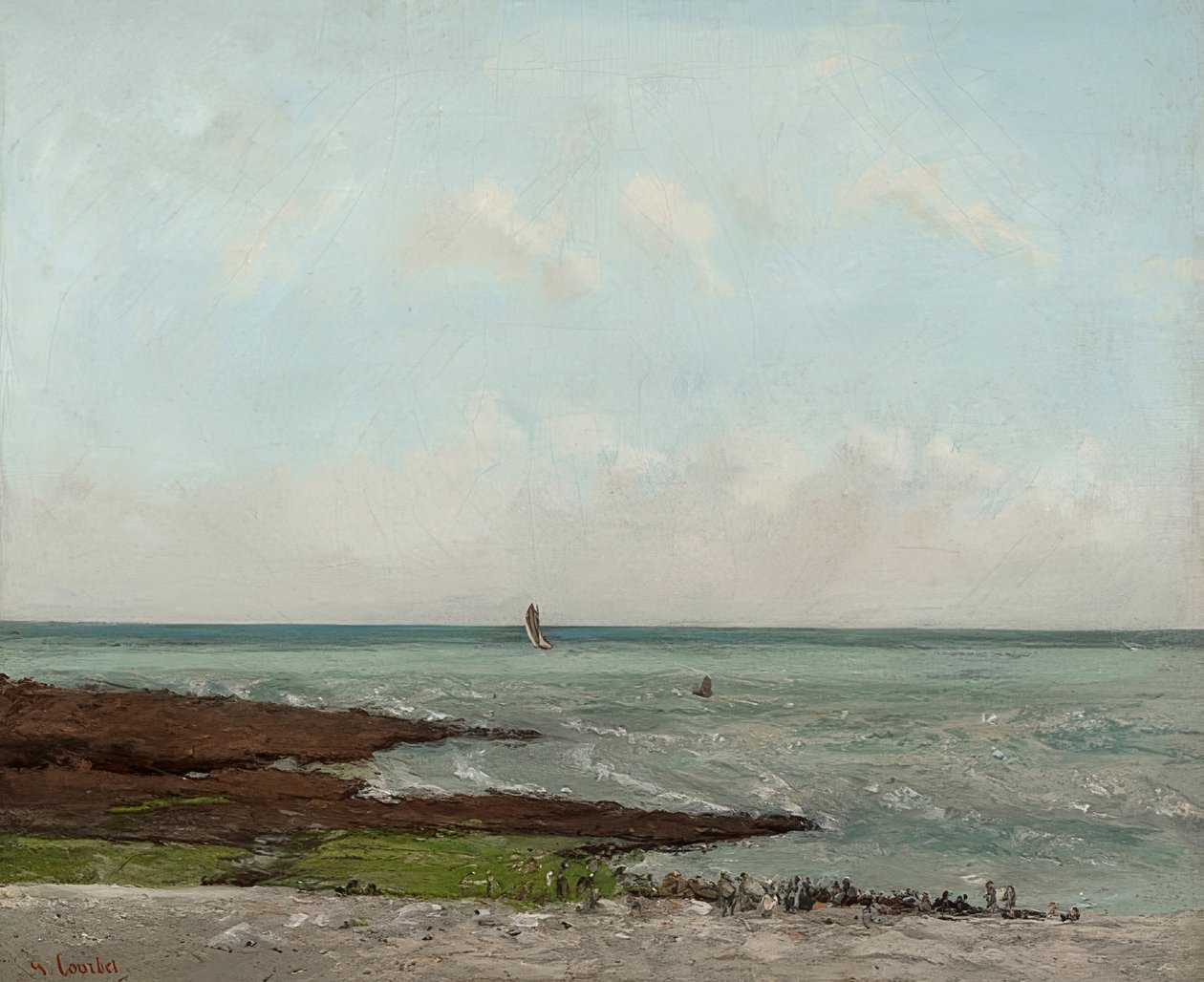 Wäscherinnen bei Ebbe, Étretat von Gustave Courbet