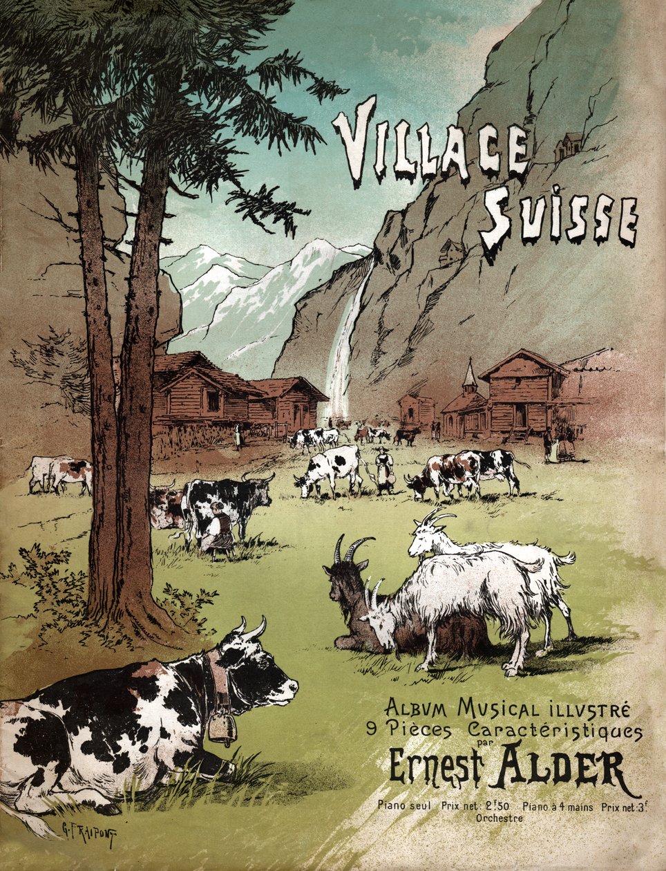 Bauernhof in der Schweiz. (Gravur, ca. 1910) von Gustave Fraipont