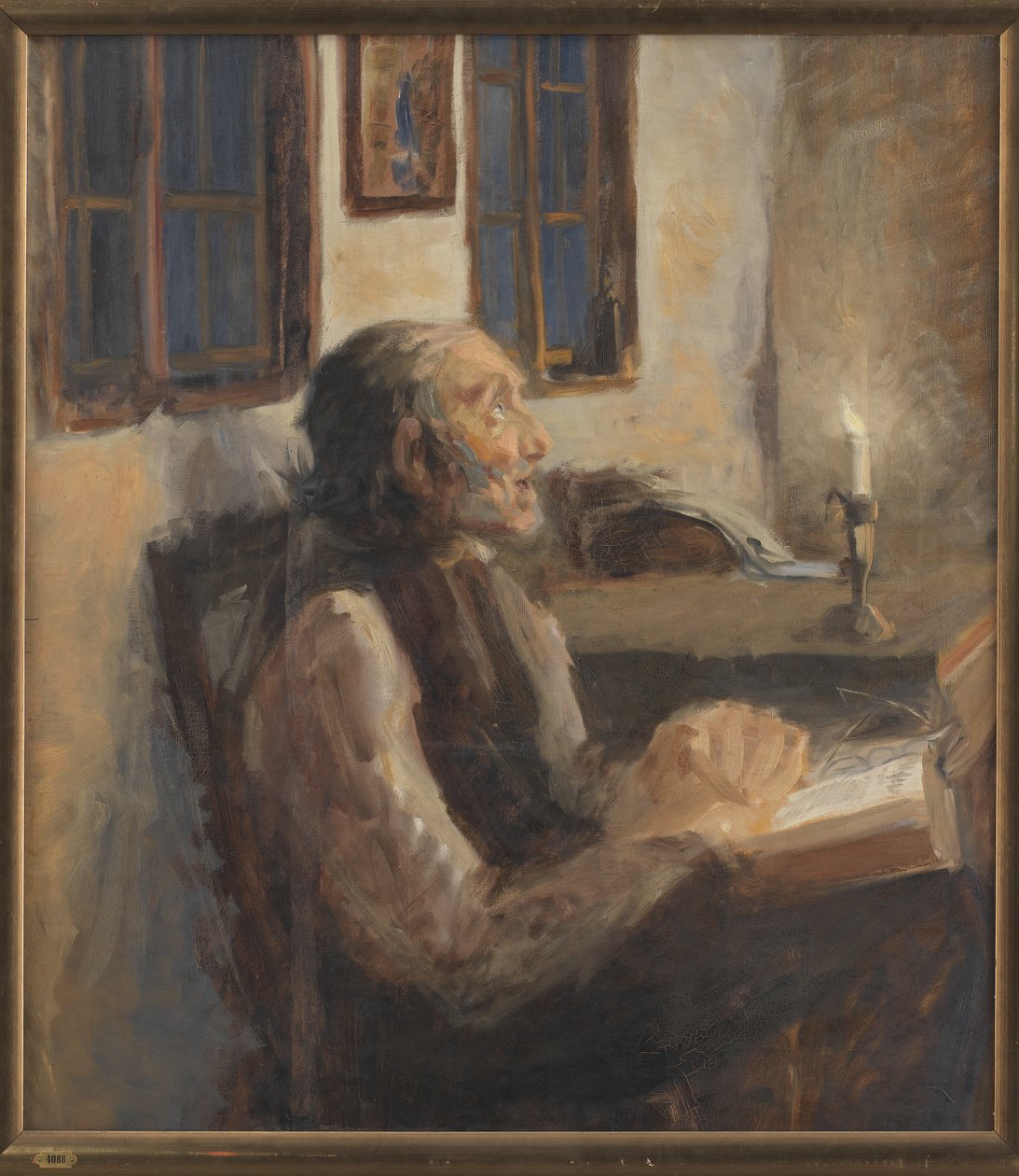 Der alte Mann bei der Spindelkerze von H.A. Brendekilde