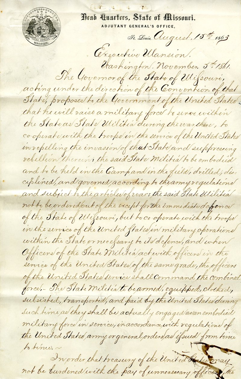 Über die Aufstellung und Einberufung der Miliz in Missouri und die Zusammenarbeit mit US-Streitkräften von Hamilton Rowan Gamble