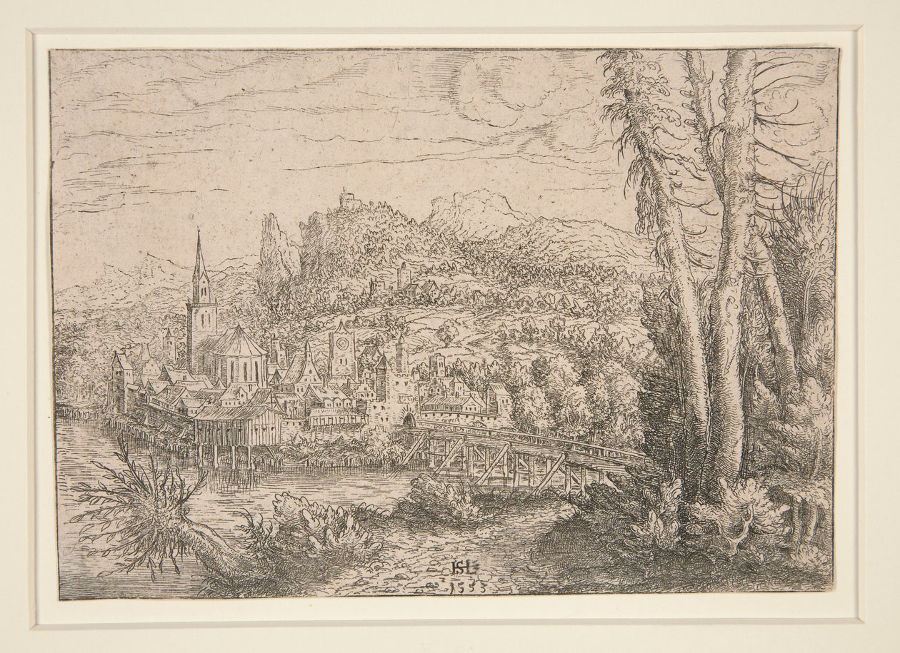 Ansicht einer Stadt an einem Fluss von Hanns Lautensack