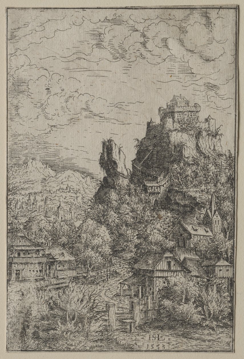 Landschaft mit einem Schloss, 1553 von Hanns Sebald Lautensack