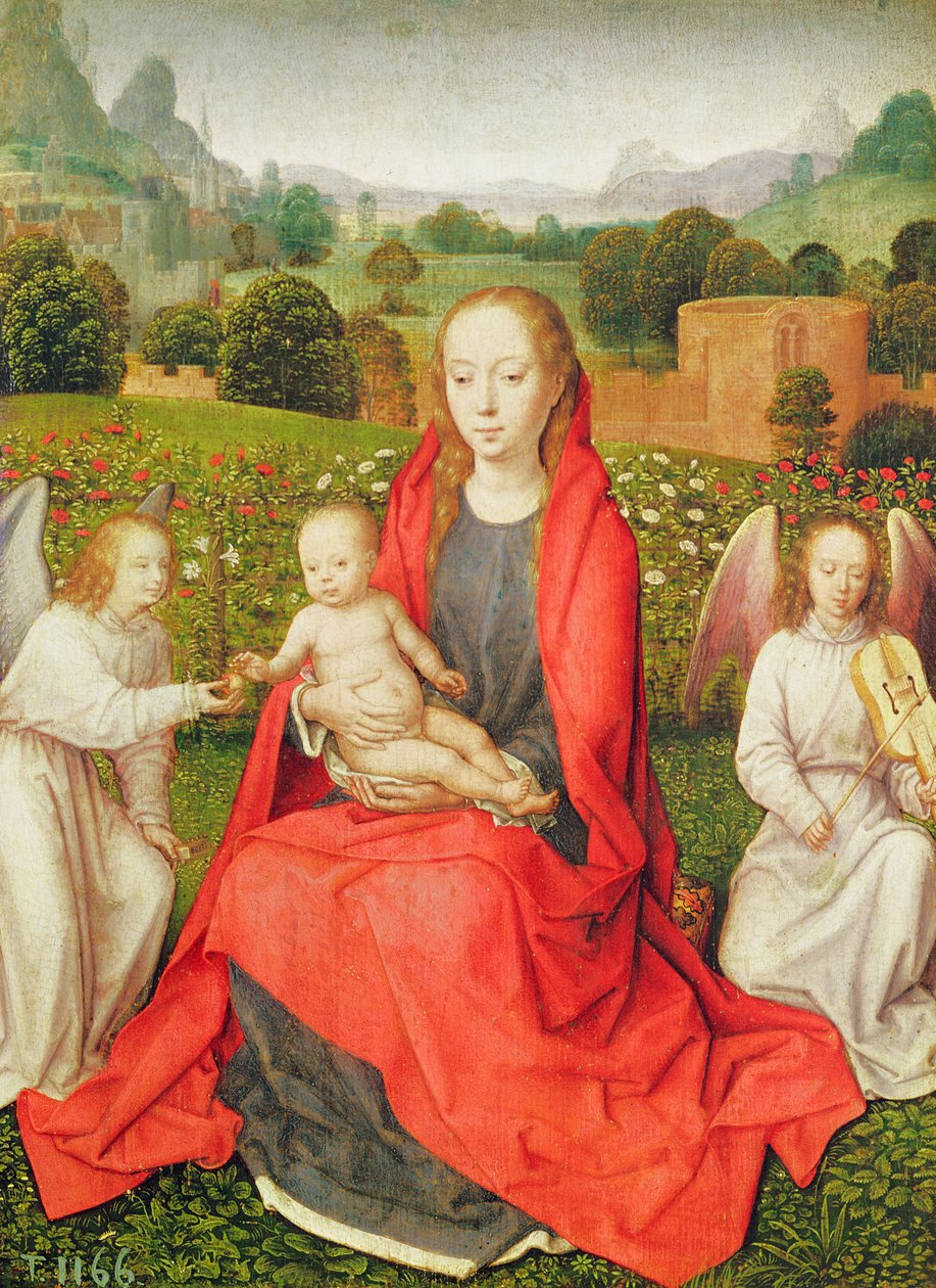 Jungfrau und Kind zwischen zwei Engeln, ca. 1480er von Hans Memling