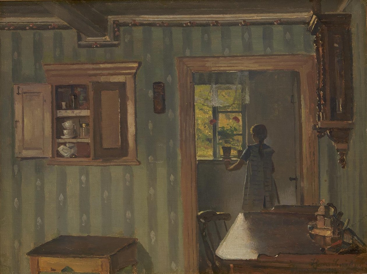 Innenraum mit einem kleinen Mädchen von Hans Smidth