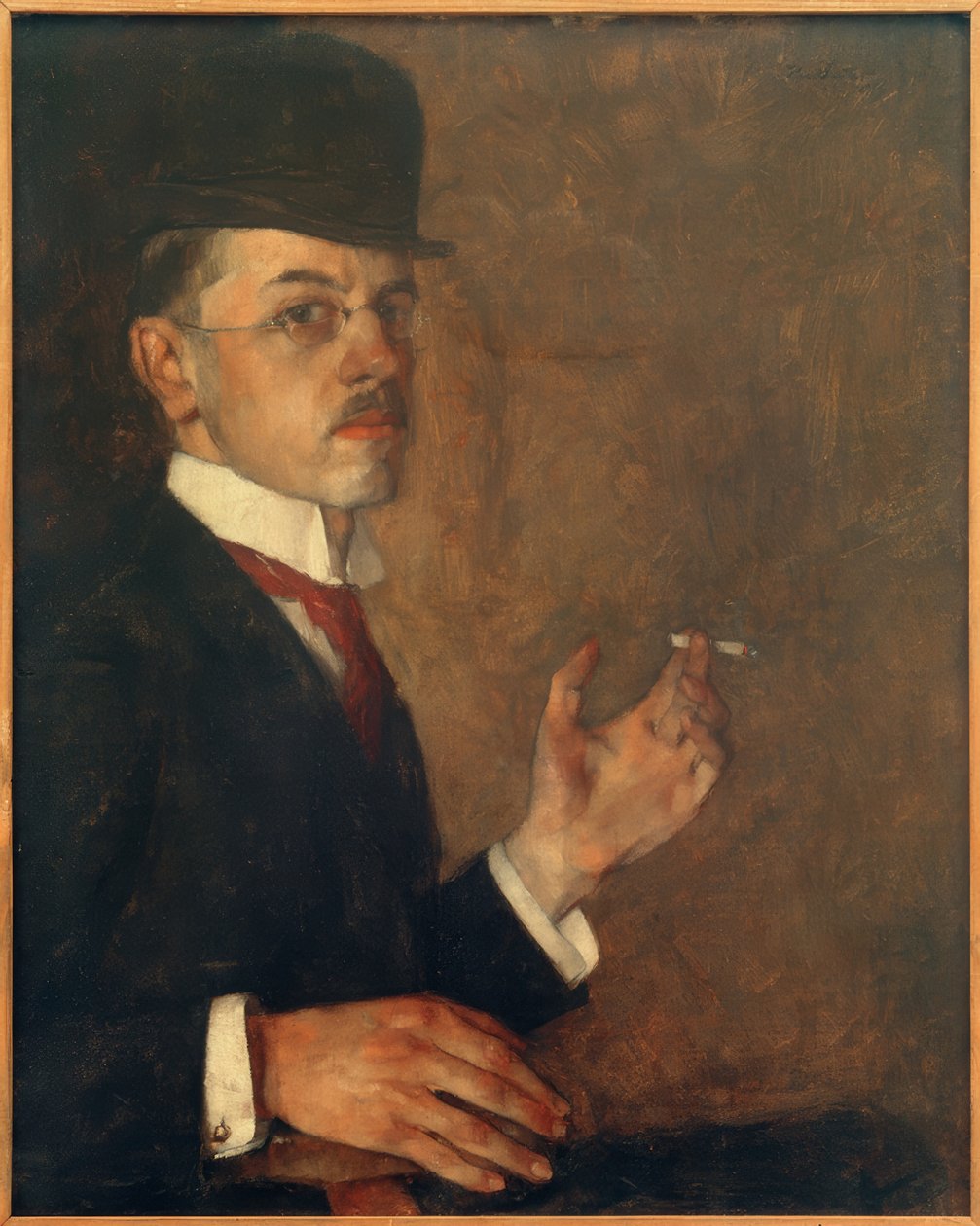 Selbstbildnis mit Zigarette von Hans Sutter