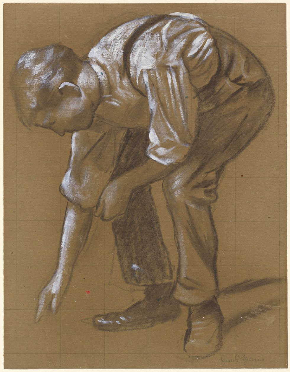 Ein Mann, der sich bückt von Hans Thoma