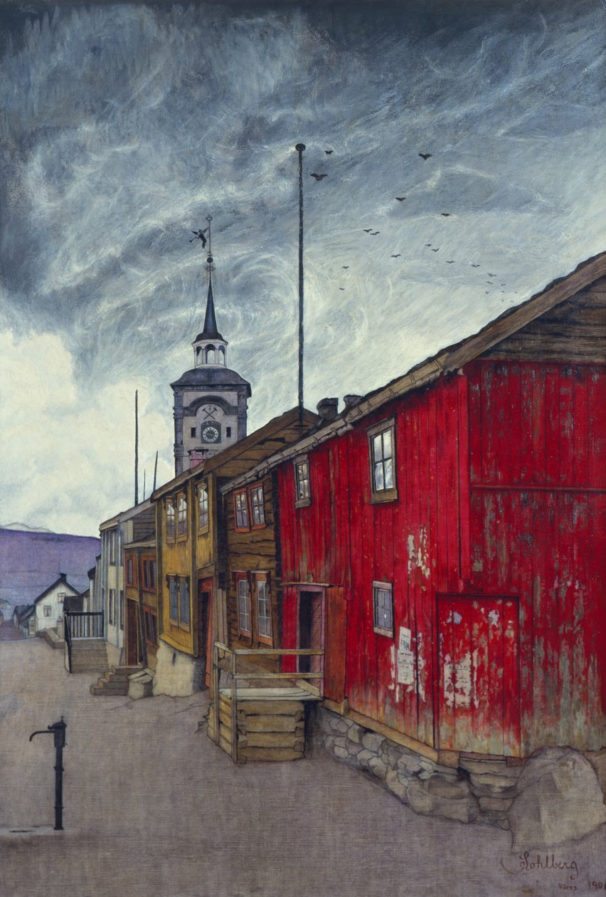 Straße in Røros von Harald Oscar Sohlberg