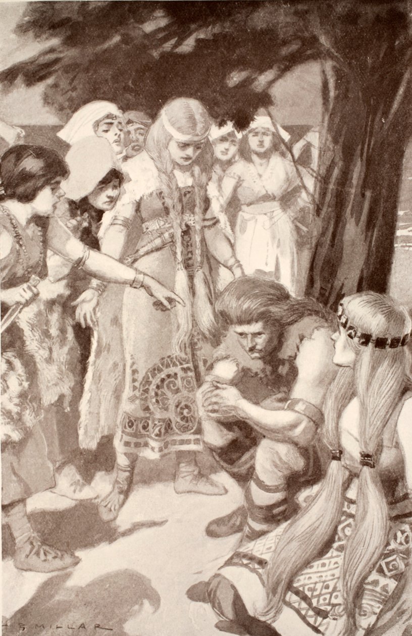 Cuchulainn wird von Emer getadelt, Illustration aus 