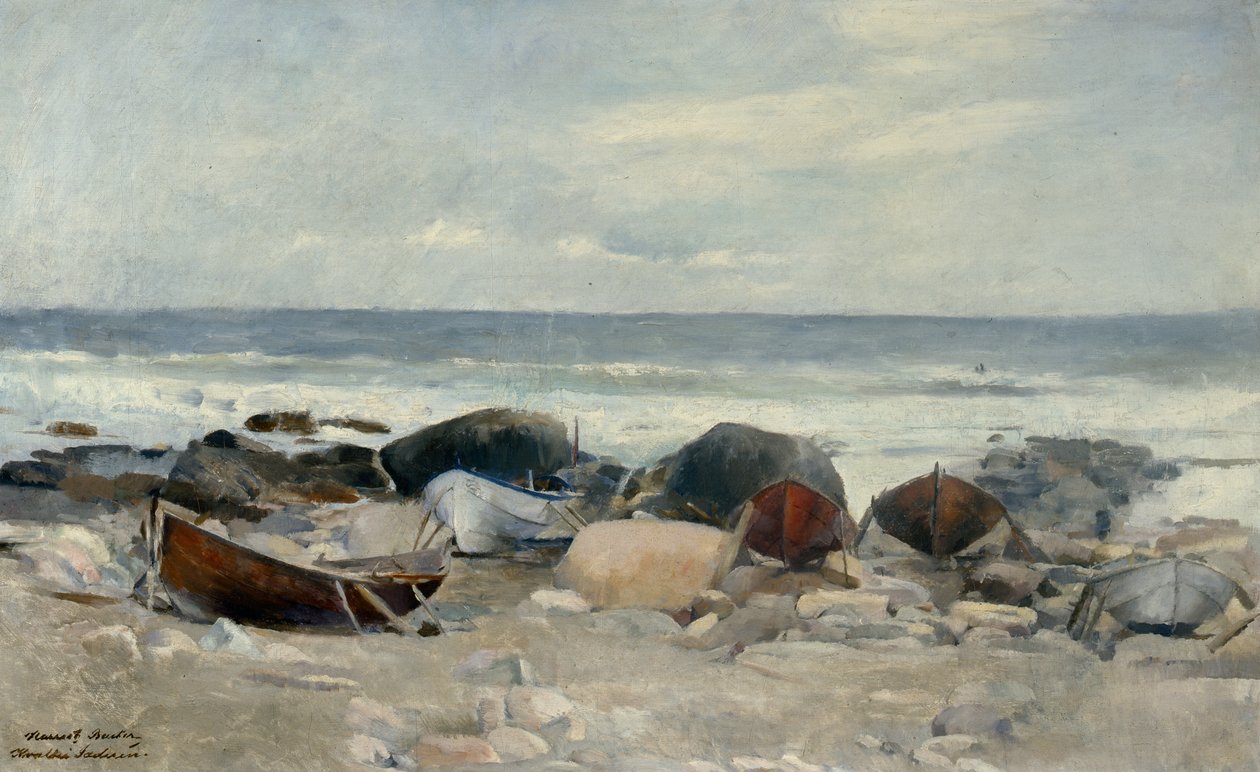 Boote am Strand, Jæren von Harriet Backer
