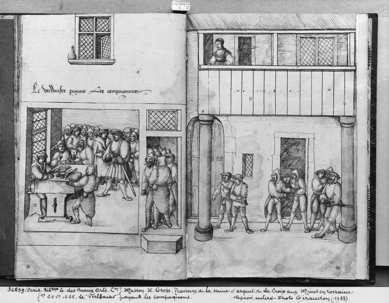 Silbermine von La Croix-aux-Mines, Lorraine, fol.24v und fol.25r, Bezahlung der Gefährten, ca. 1530 von Heinrich Gross or Groff