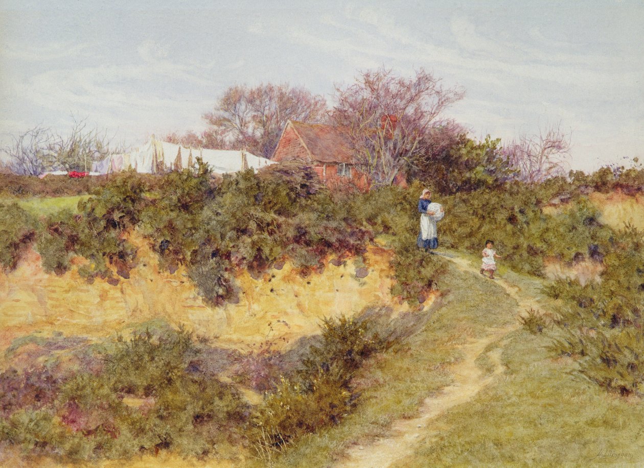 Waschtag in Sandhills, Witley von Helen Allingham