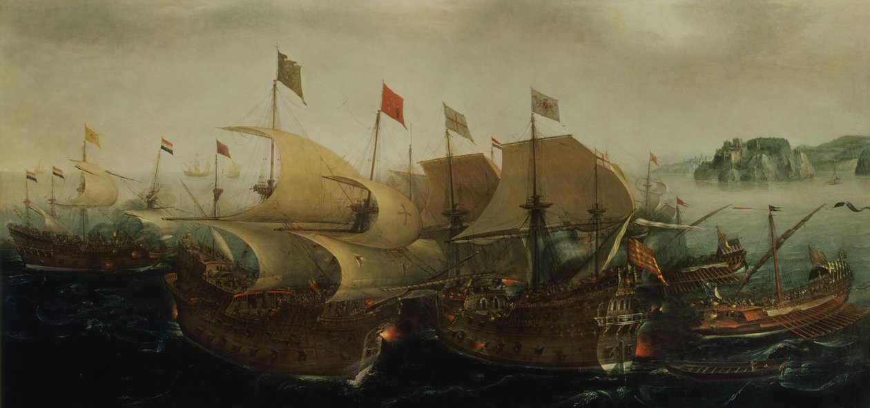 Eine Seeschlacht, möglicherweise die Schlacht von Cádiz, 1596 von Hendrick Cornelisz. Vroom