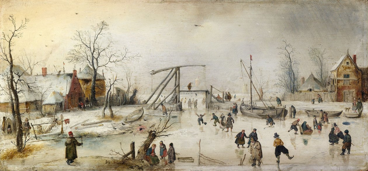 Szene auf dem Eis von Hendrick Avercamp
