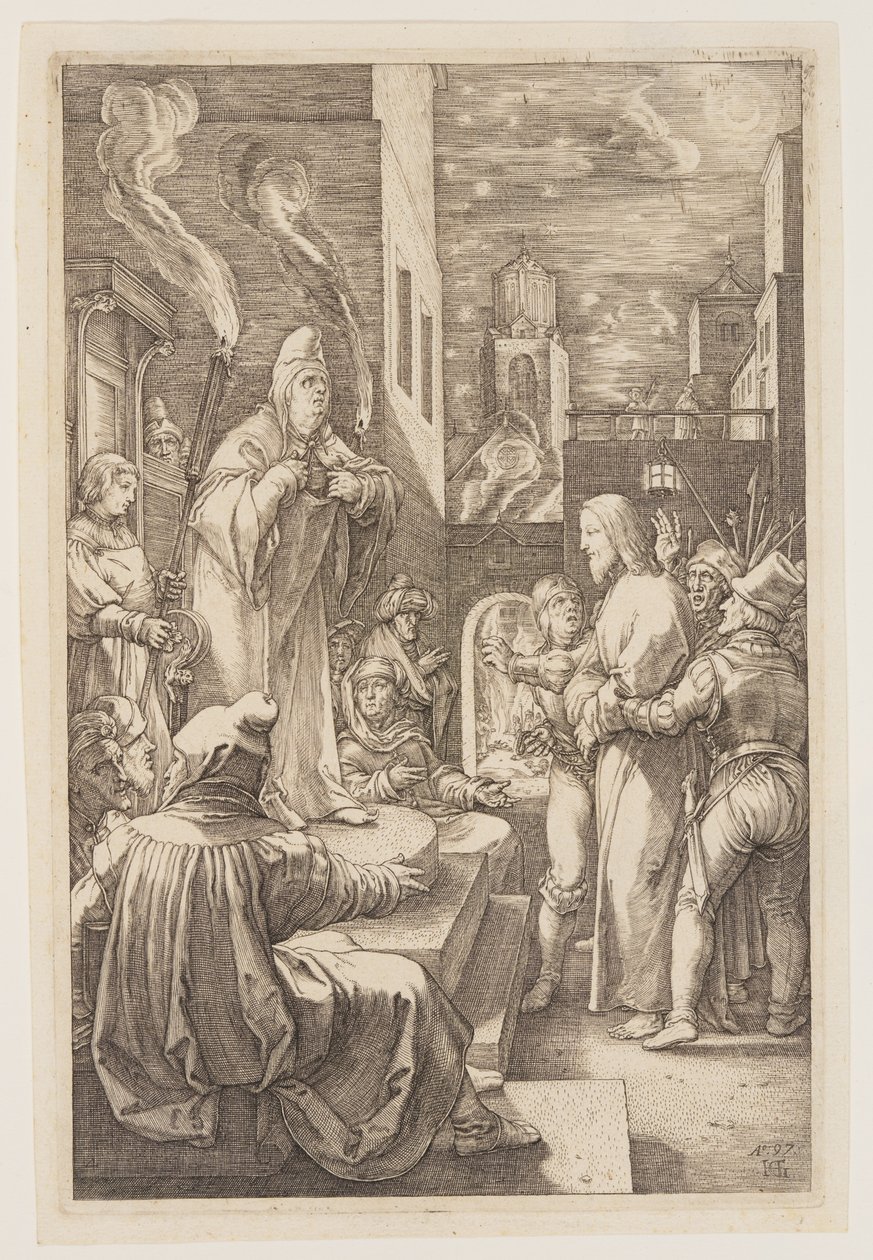 Christus vor Kaiphas, aus Die Passion von Hendrick Goltzius