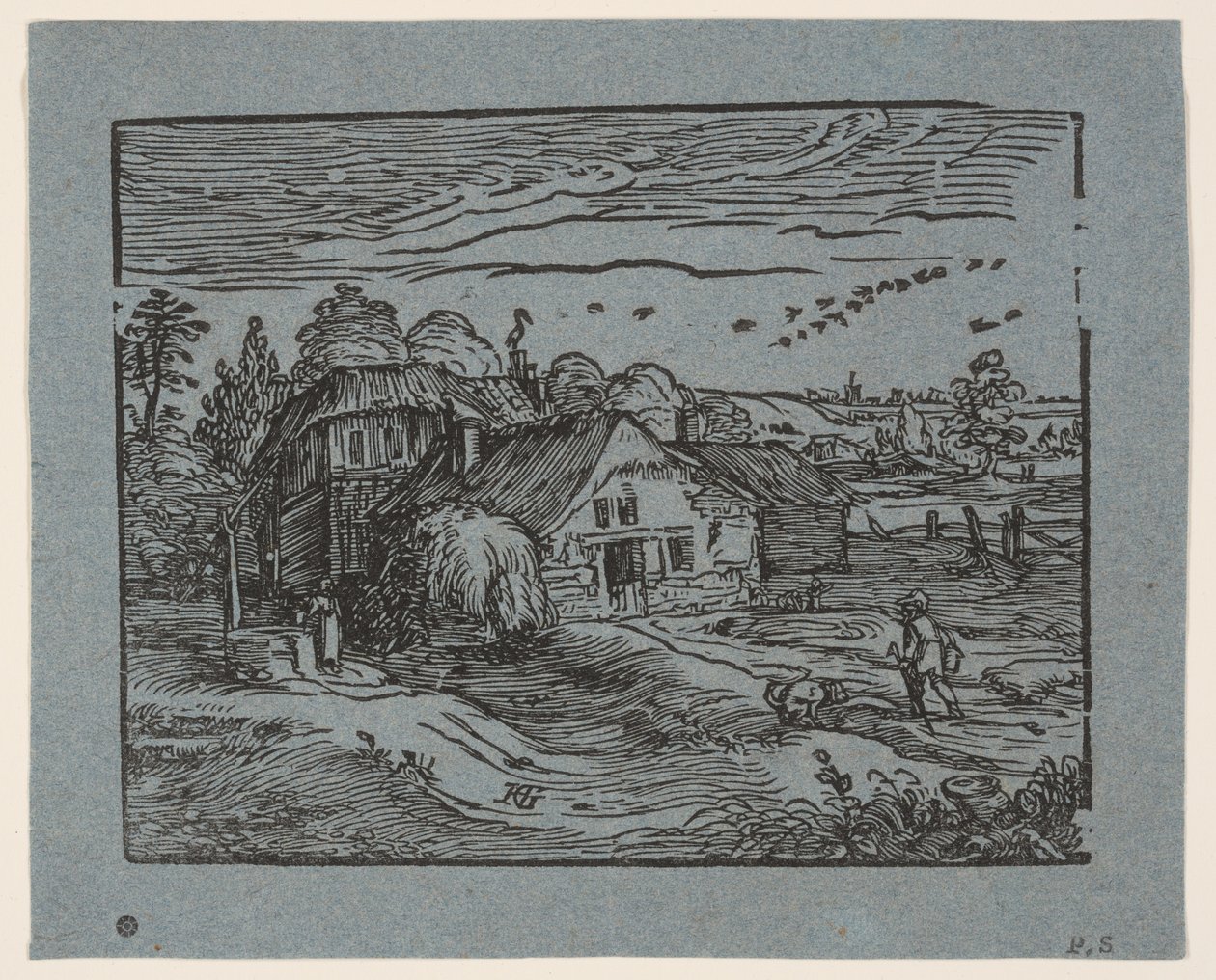 Landschaft mit einem Bauernhaus von Hendrick Goltzius