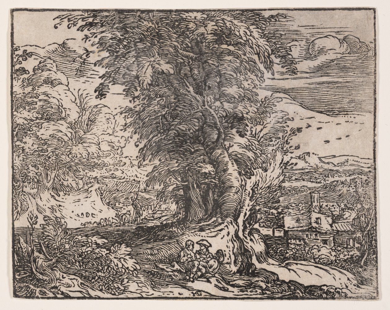 Landschaft mit einem Hirtenpaar von Hendrick Goltzius