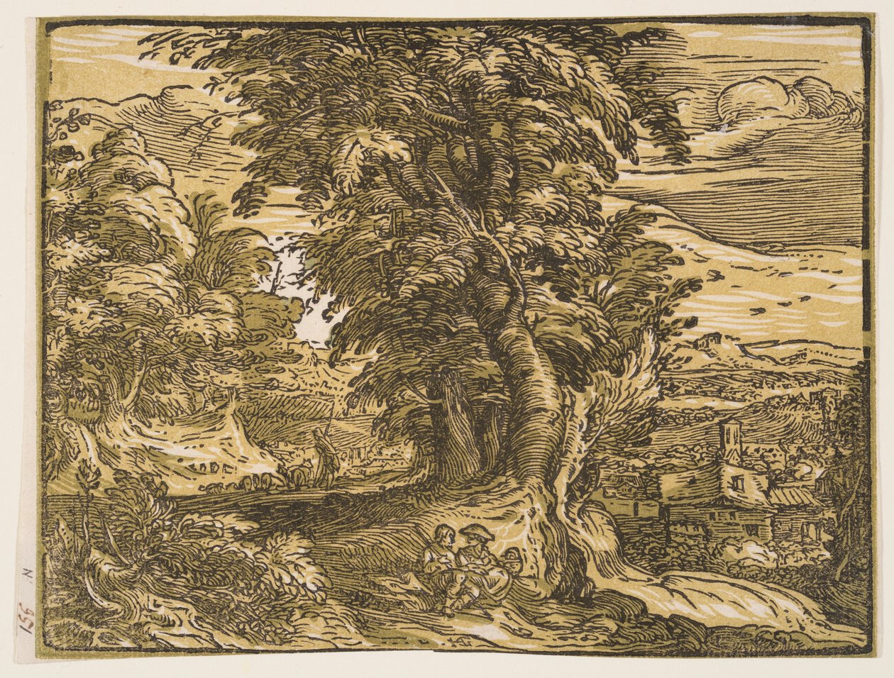 Landschaft mit einem Hirtenpaar von Hendrick Goltzius