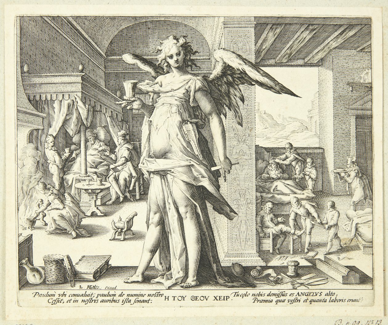 Der Arzt als Engel von Hendrick Goltzius