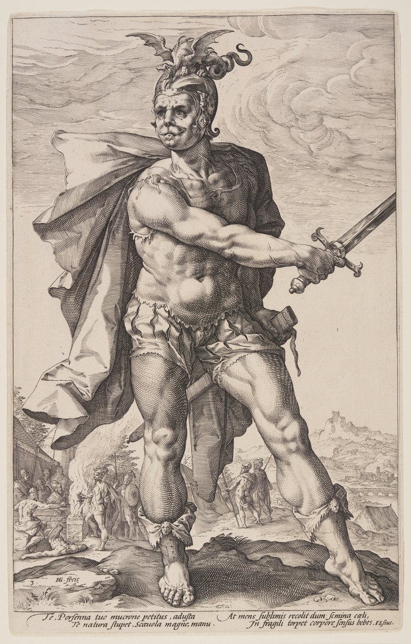 Mucius Scaevola, aus Die Römischen Helden von Hendrick Goltzius