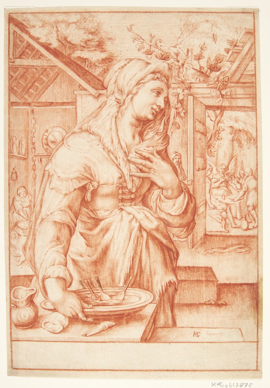 Sarah in der Küche von Hendrick Goltzius