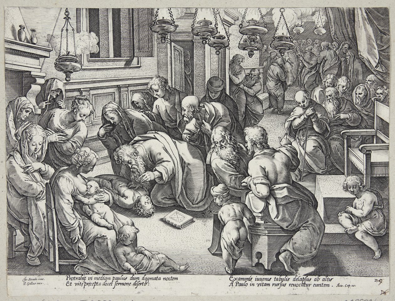 St. Paul erweckt Eutychus von Hendrick Goltzius