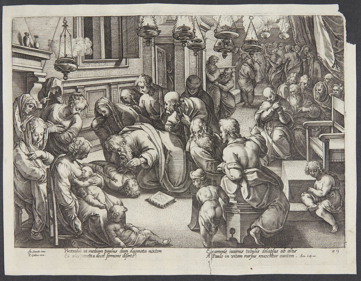 St. Paulus erweckt Eutychus von Hendrick Goltzius