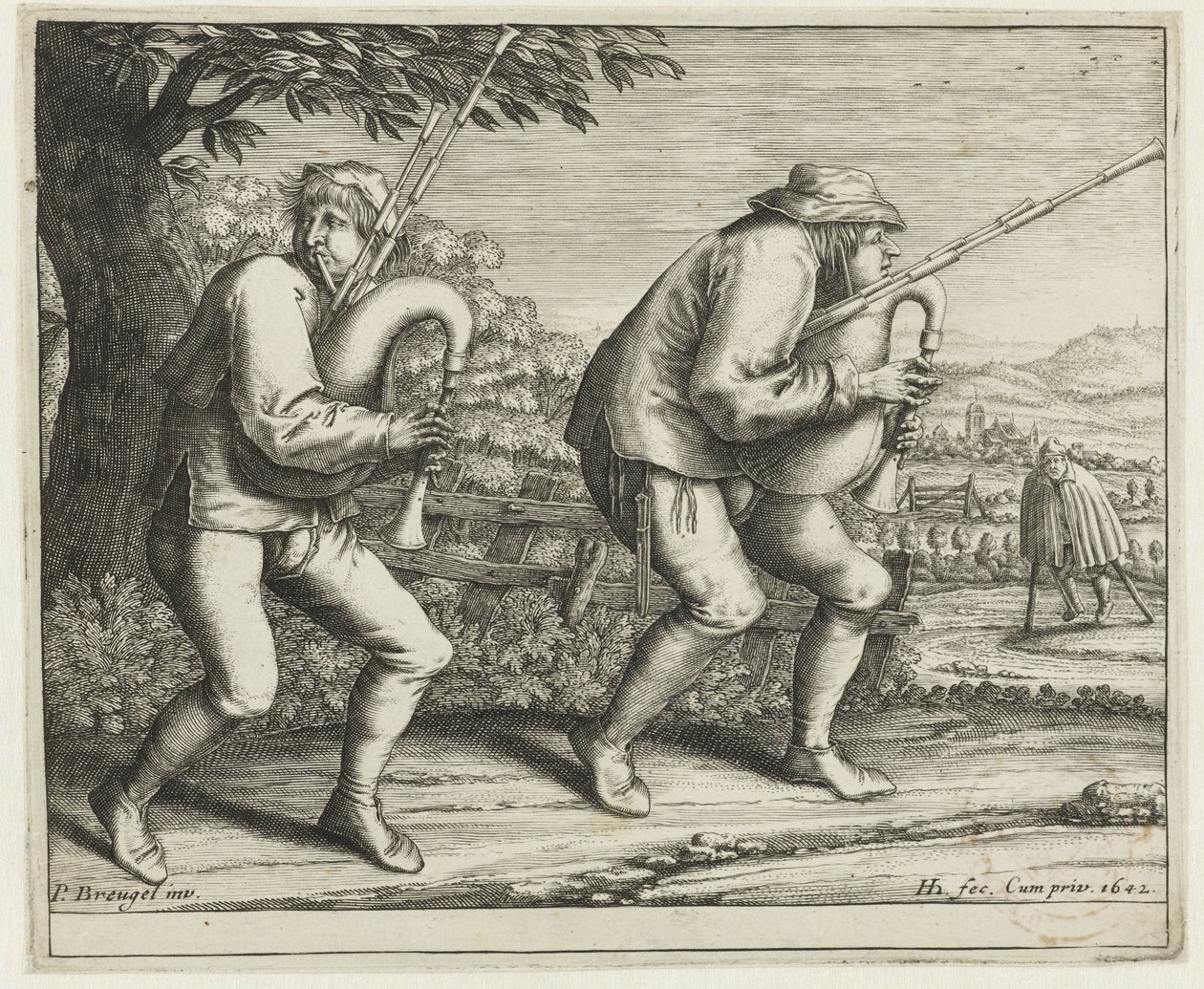 Zwei Dudelsackspieler von Hendrick Hondius (I)
