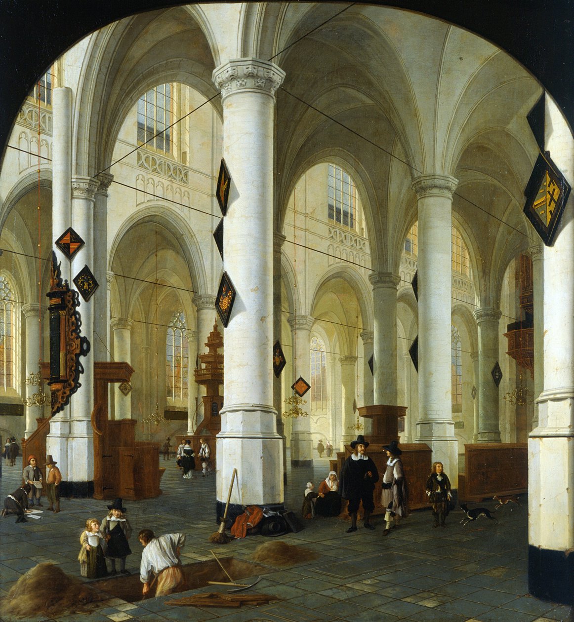 Innenansicht der Oude Kerk in Delft von Hendrik Cornelisz. van Vliet