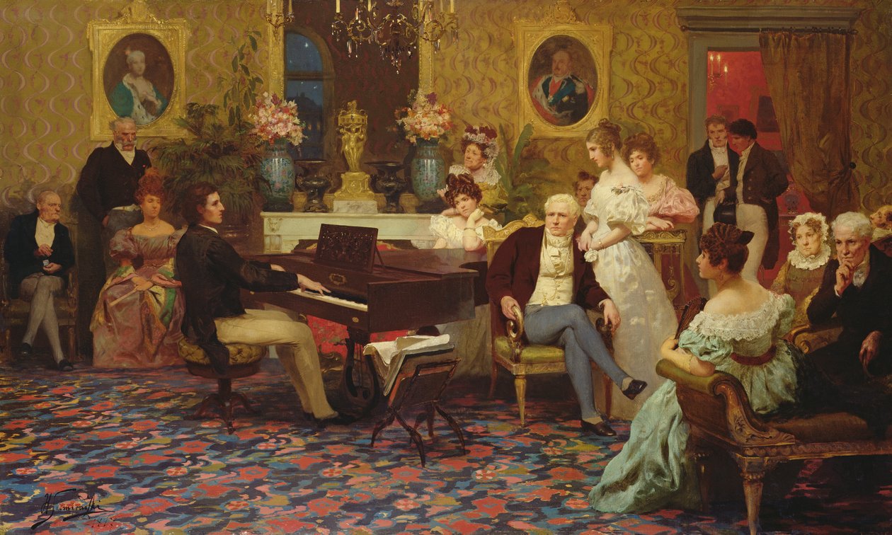 Chopin spielt Klavier im Salon von Prinz Radziwill (1887) von Henryk Siemiradzki