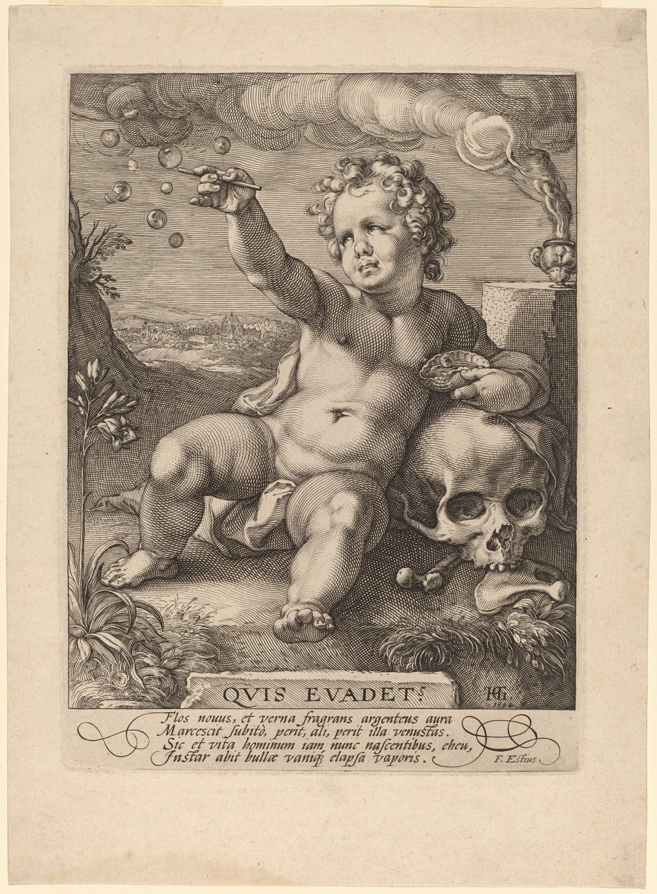 Allegorie der Vergänglichkeit ("Homo Bulla") von Hendrik Goltzius