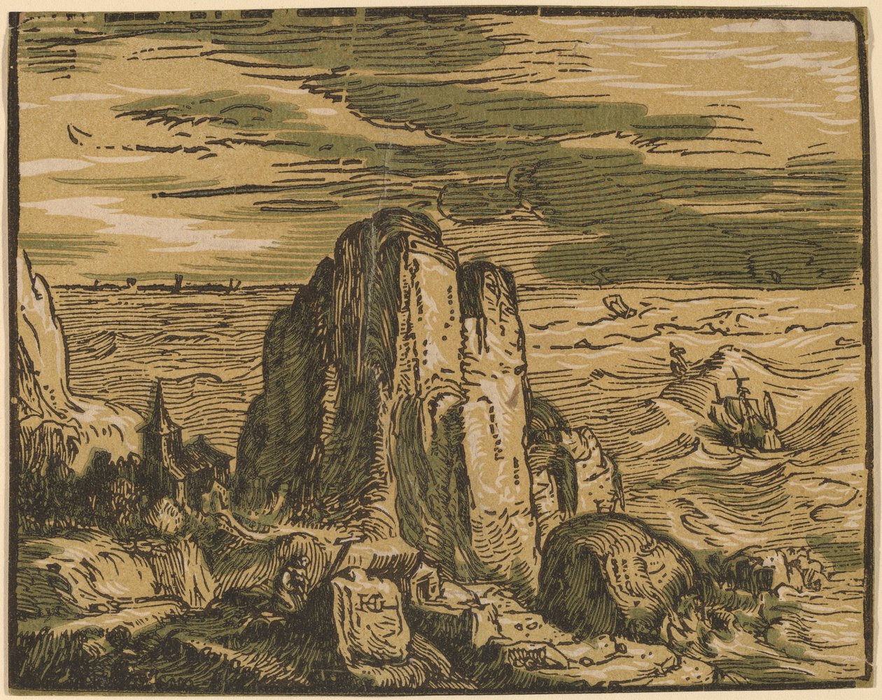 Klippe an einer Küste von Hendrik Goltzius