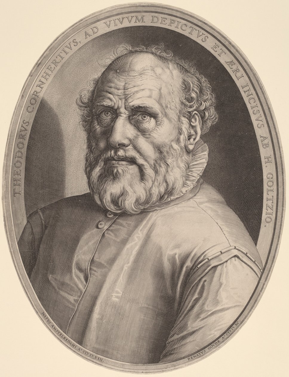 Porträt von Dirck Volckertcz. Coornhert von Hendrik Goltzius