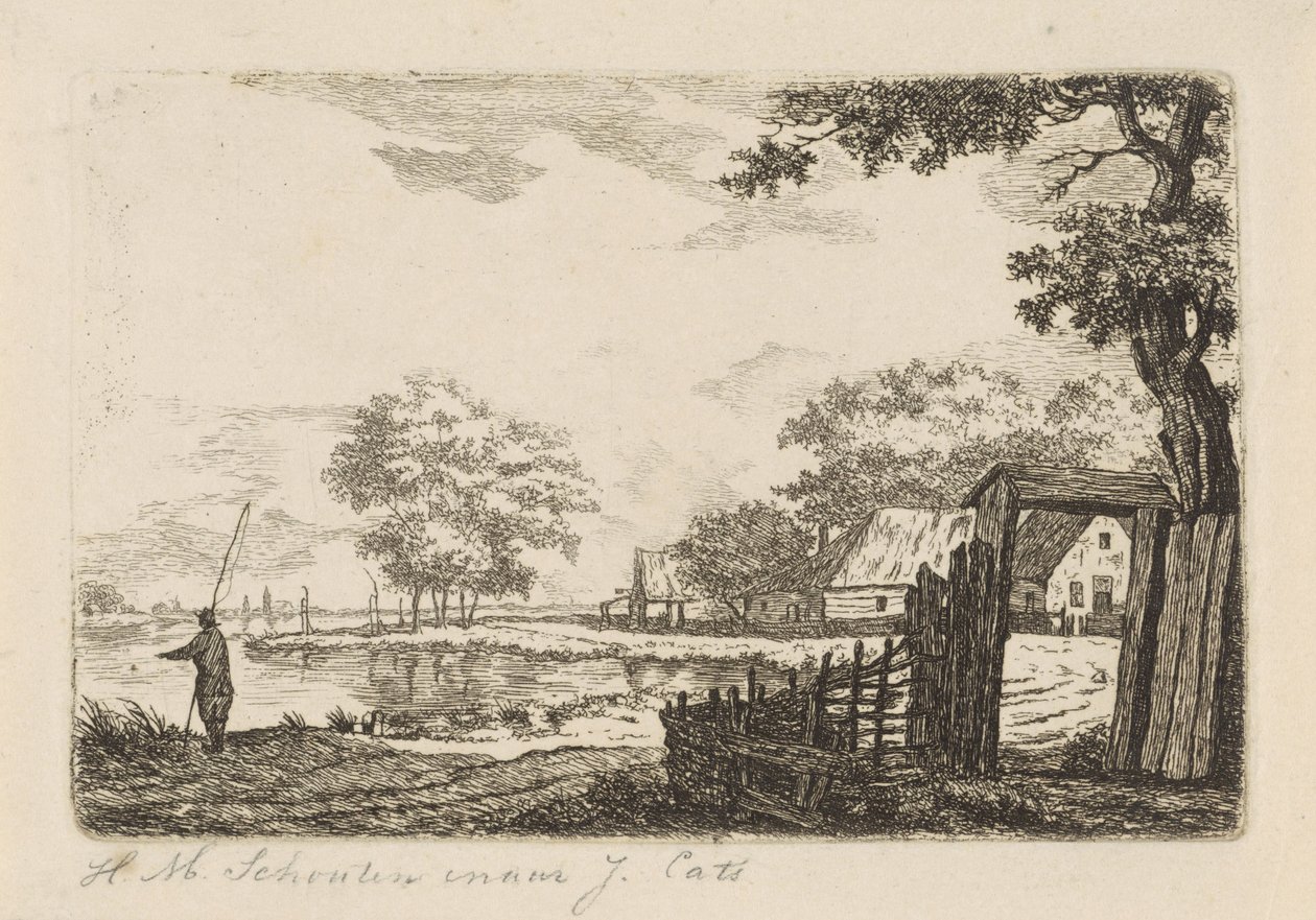 Landschaft mit Fischer von Hendrik Marcus Schouten