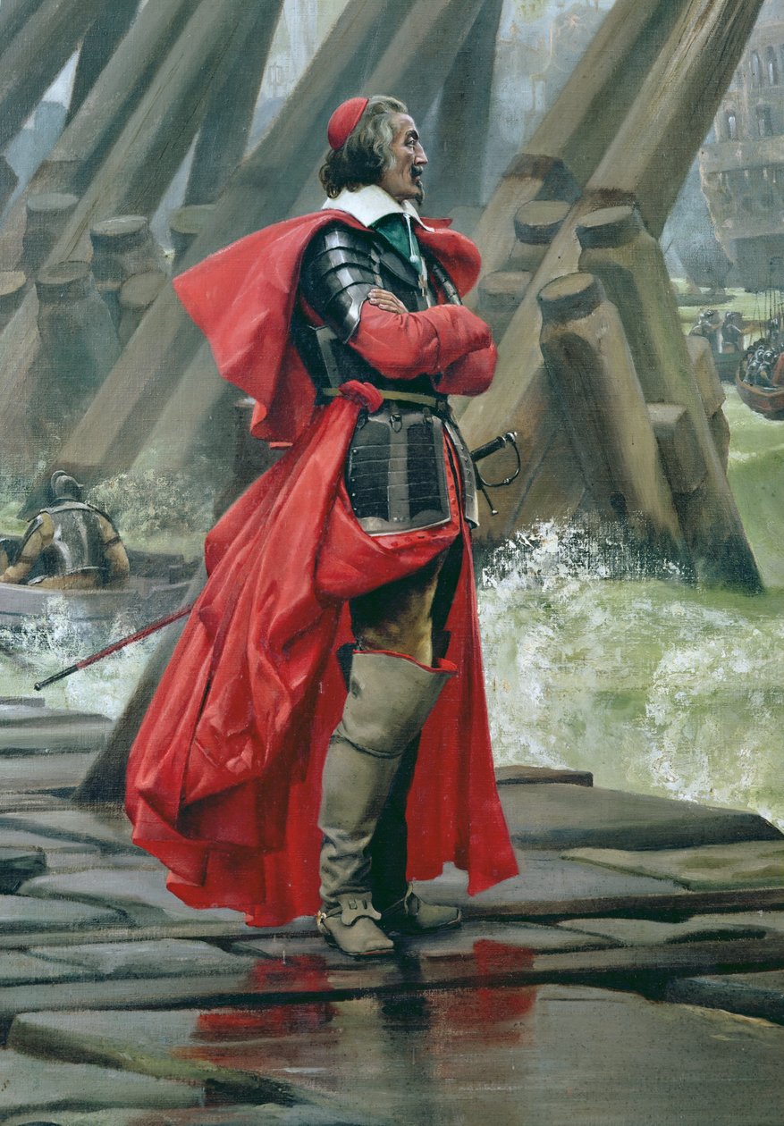 Kardinal Richelieu auf der Seemauer von La Rochelle, 1881 (Detail) von Henri Paul Motte