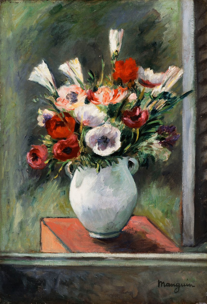 Anemonen in einer weißen Vase von Henri Charles Manguin