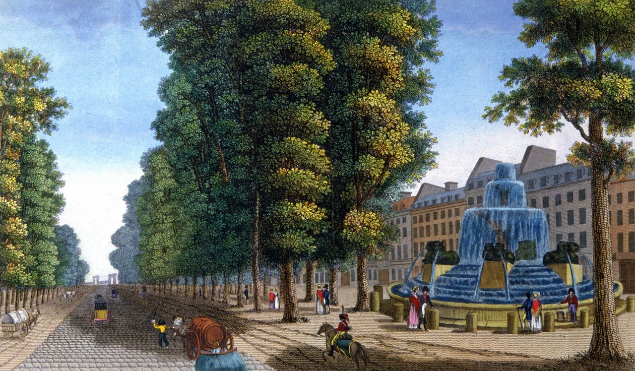Brunnen, Boulevard Saint-Martin, ca. 1810-1820 (Gravur) von Henri Courvoisier Voisin