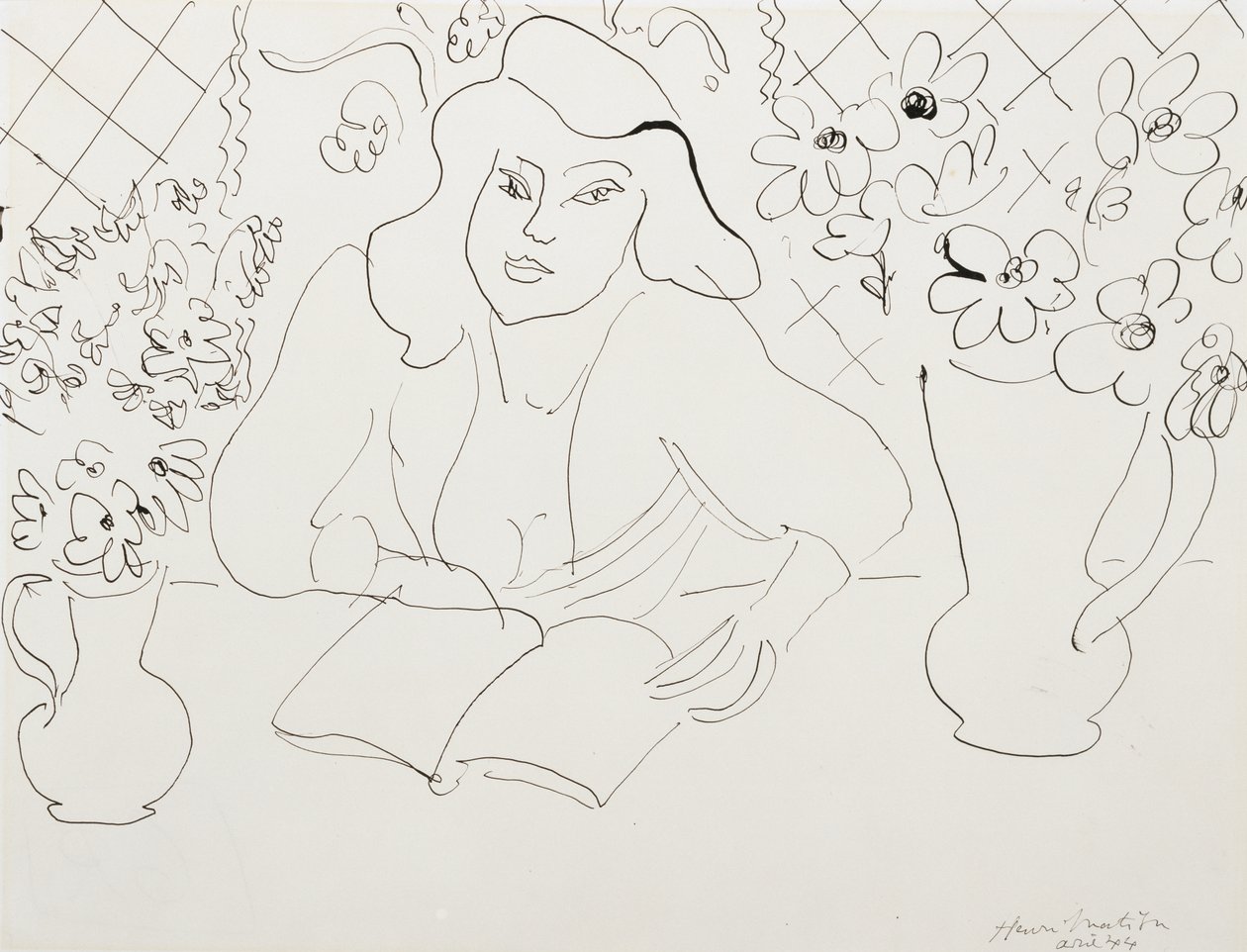 Modell mit einem Buch von Henri Matisse