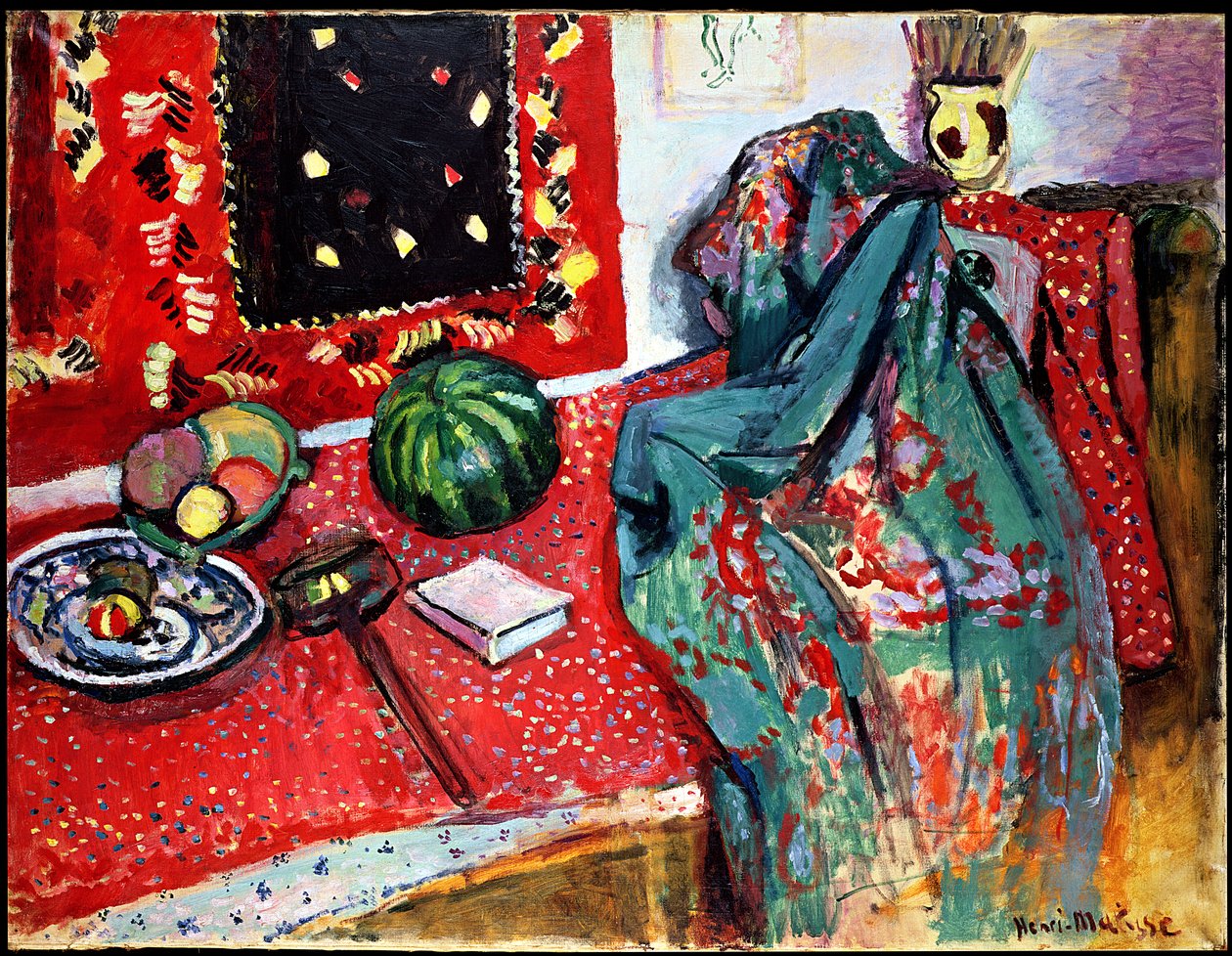 Stillleben mit rotem Teppich von Henri Matisse