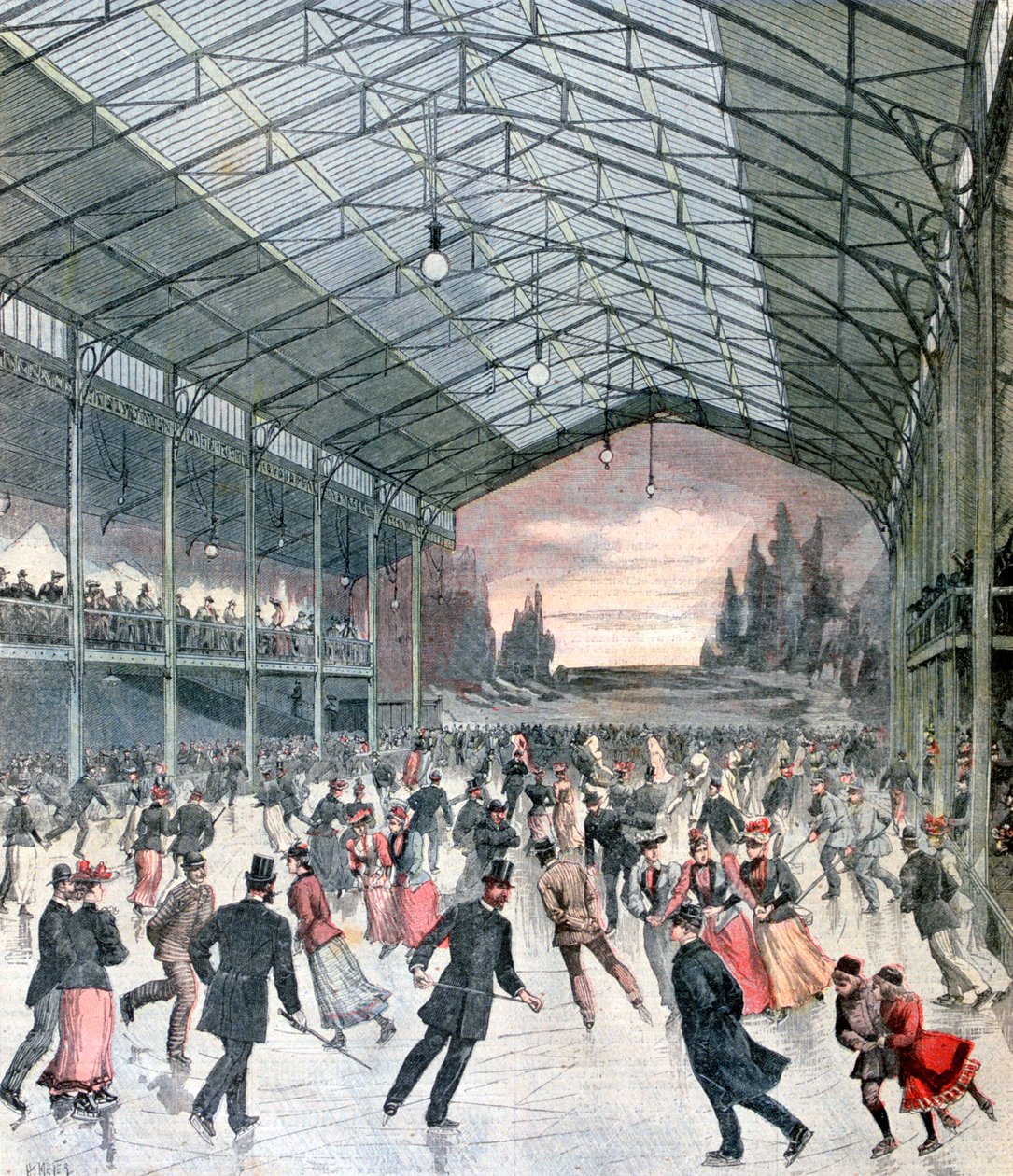 Eislaufen in Paris, 1892 von Henri Meyer