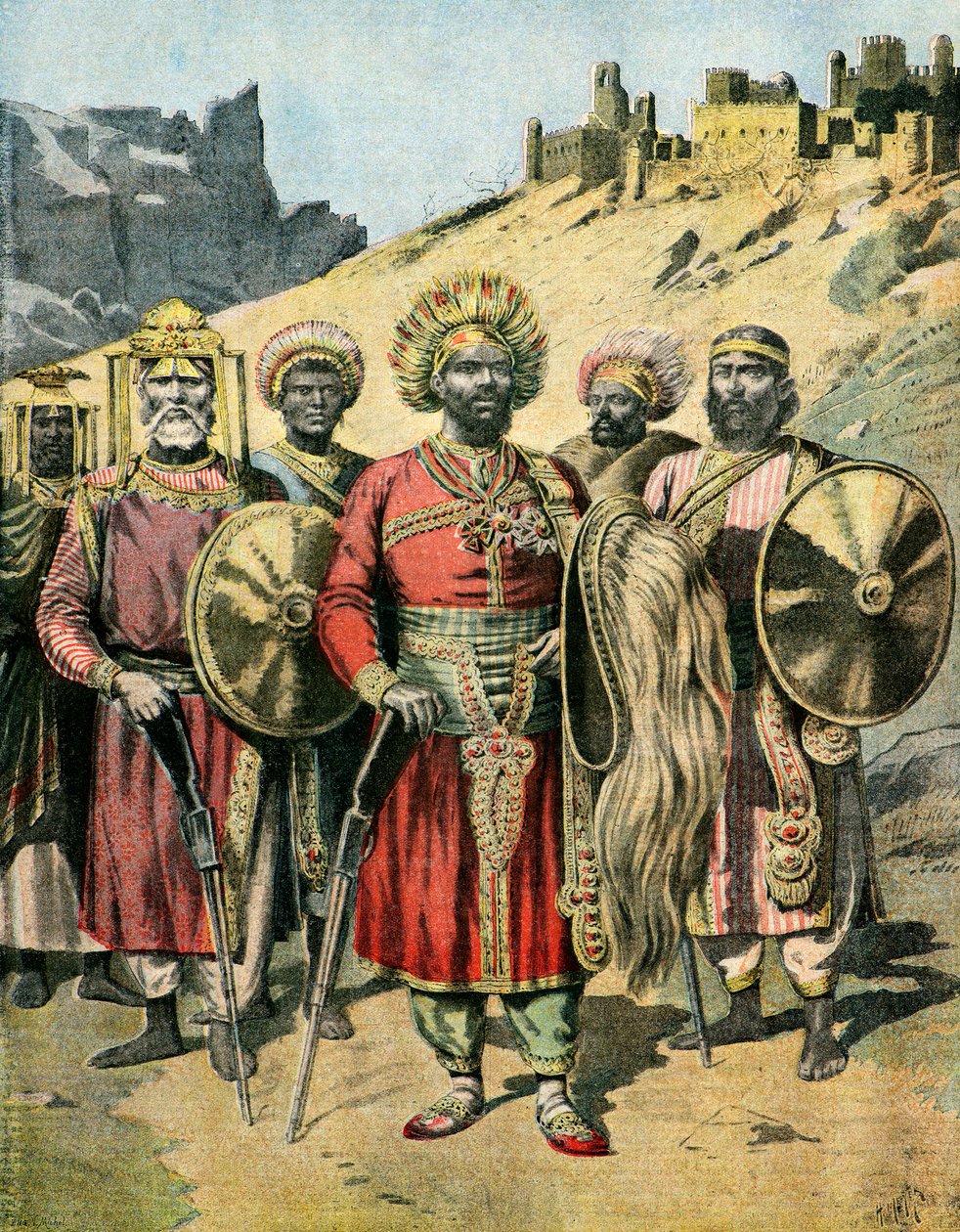 Porträt von Menelik II, 1895 (Illustration) von Henri Meyer