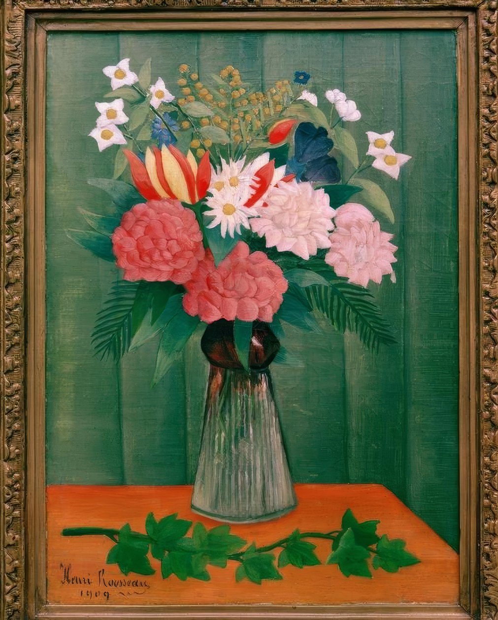 Blumenstrauß mit Efeuzweig von Henri Rousseau